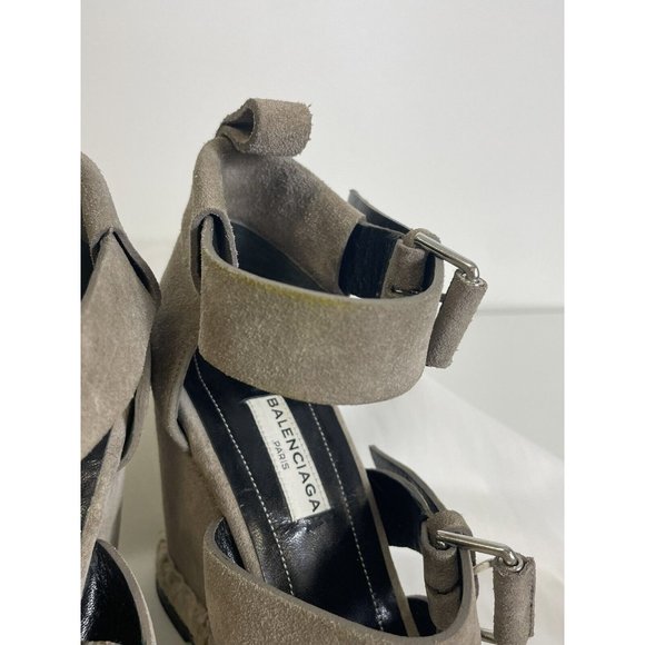 Balenciaga Gray Suede Wedge Espadrilles (See Images) - Picture 5 of 10